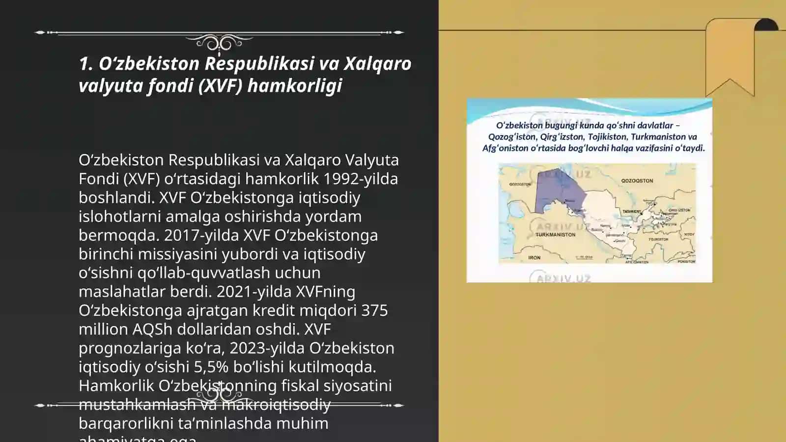 Oʻzbekiston Respublikasi-xalqaro valyuta-kredit munosabatlarining subʼekti sifatida 3