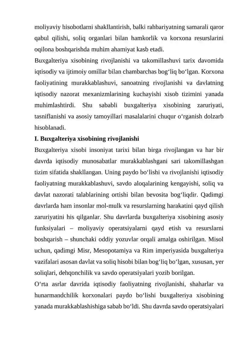 BUGALTERIYA XISOBINING RIVOJLANISHI ZARURIYATI TASNIFLANISHI RIVOJLANISHI VA ASOSIY TAMOYILLARI 3