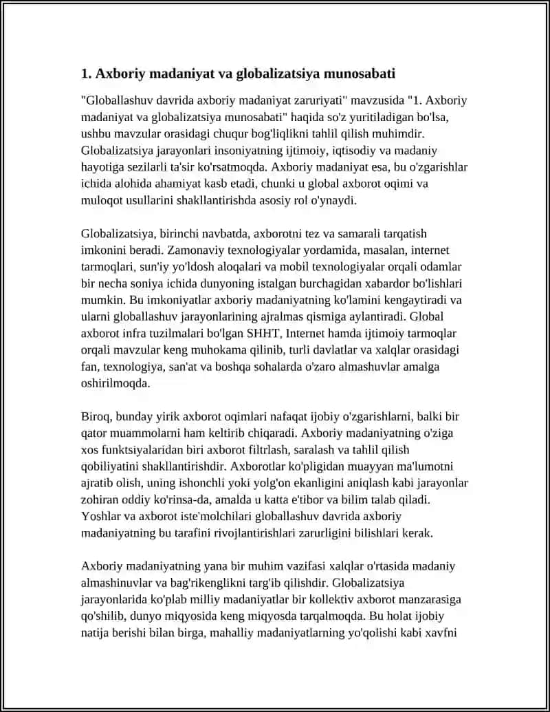GLOBALLASHUV DAVRIDA AXBORIY MADANIYAT ZARURIYATI 3