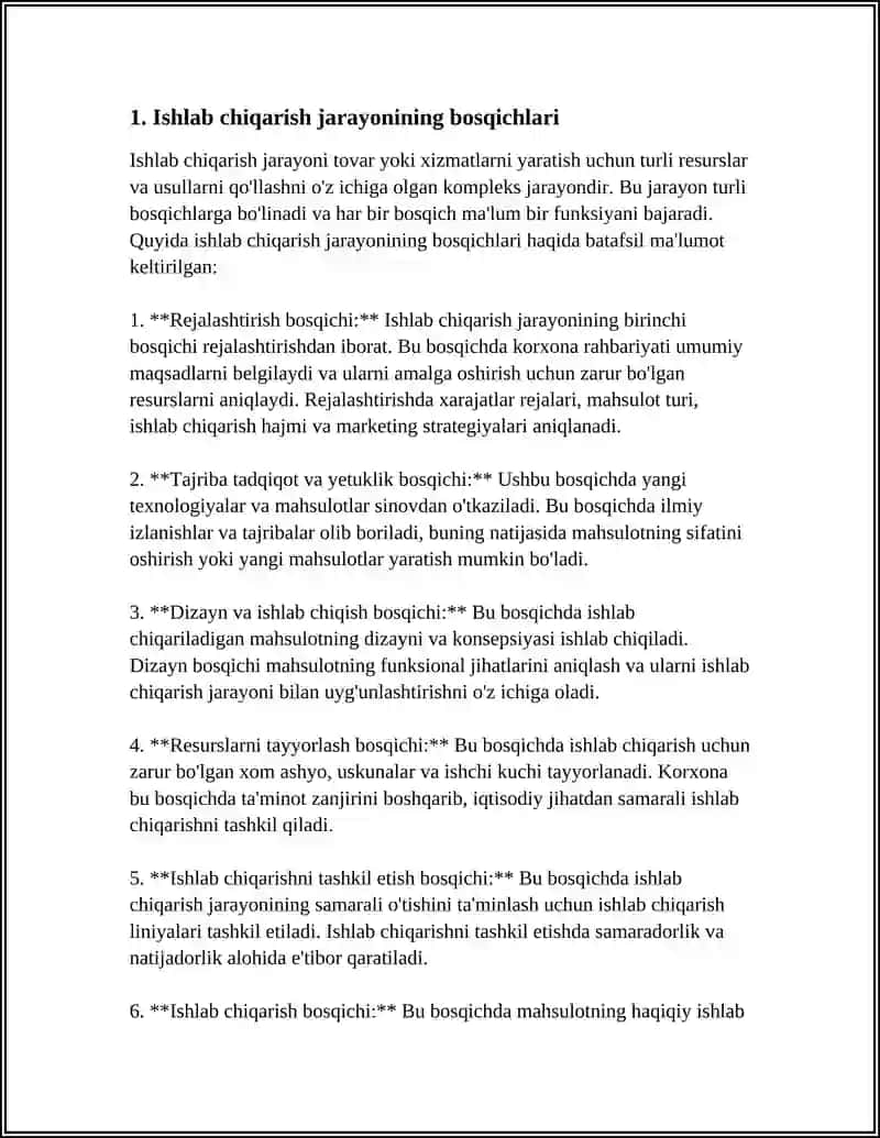 ISHLAB CHIQARISH JARAYONI,UNING NATIJALARI VA SAMARADORLIGI 3