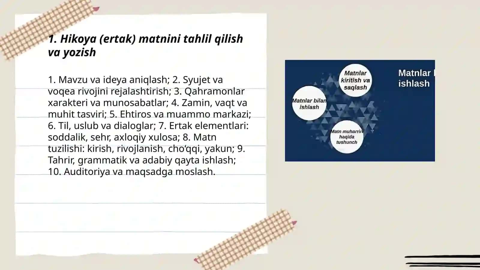 Hikoya (ertak) matnini tahlil qilish va yozish 3