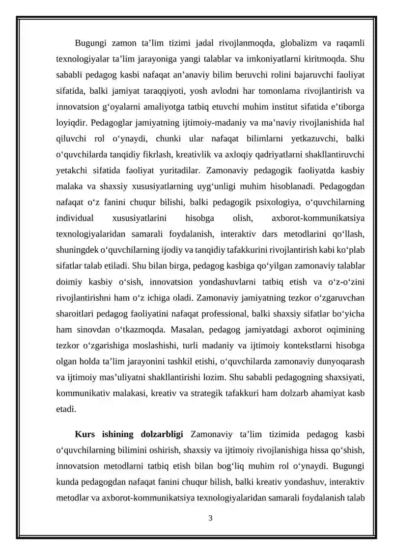 Pedagog qoʻyiladigan zamonaviy talablar 3