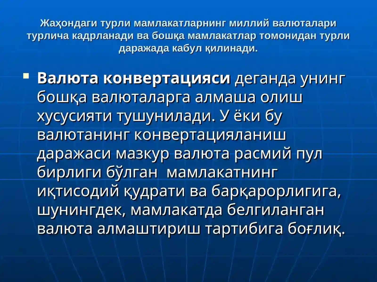 ВАЛЮА МУНОСАБАТЛАРИ ВА ВАЛЮА ОПЕРАЦИЯЛАРИ 3