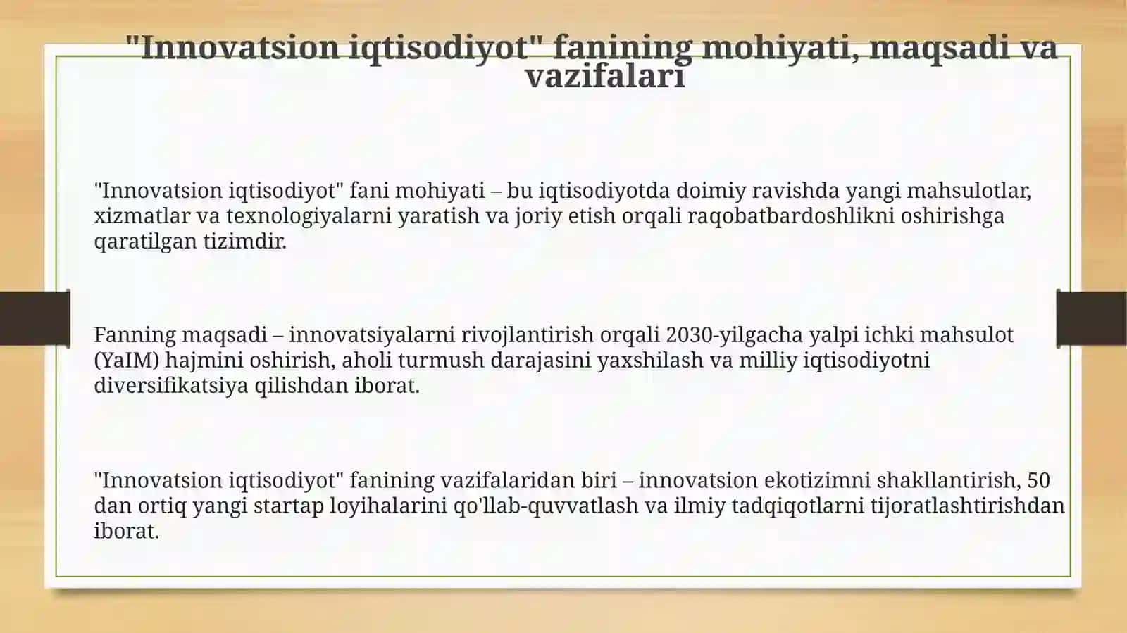 Innovatsion iqtisodiyot fanining predmeti, maqsadi va vazifalari 3