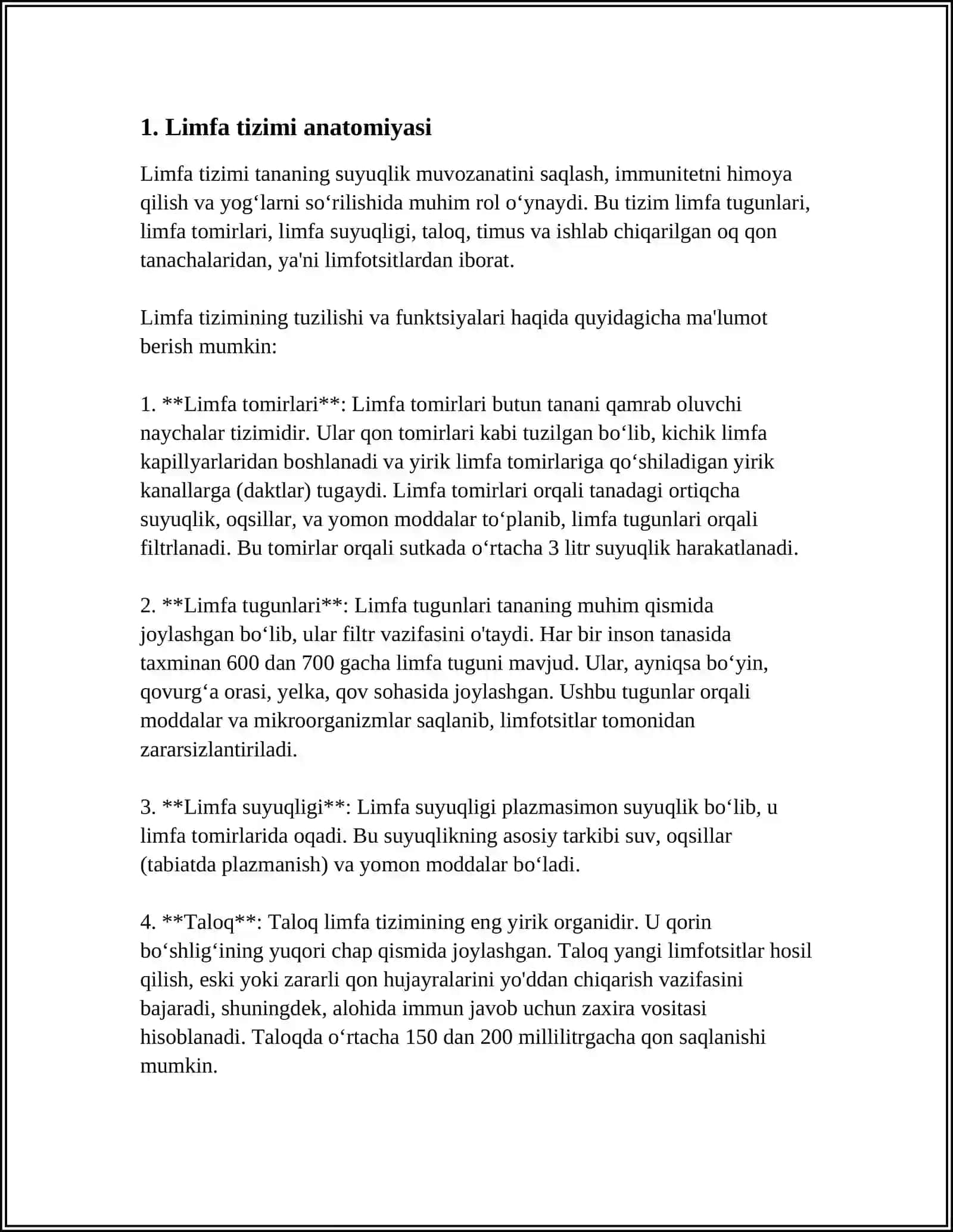 MUSTAQIL ISH Mavzu: LIMFA VA UNING HARAKATI 3
