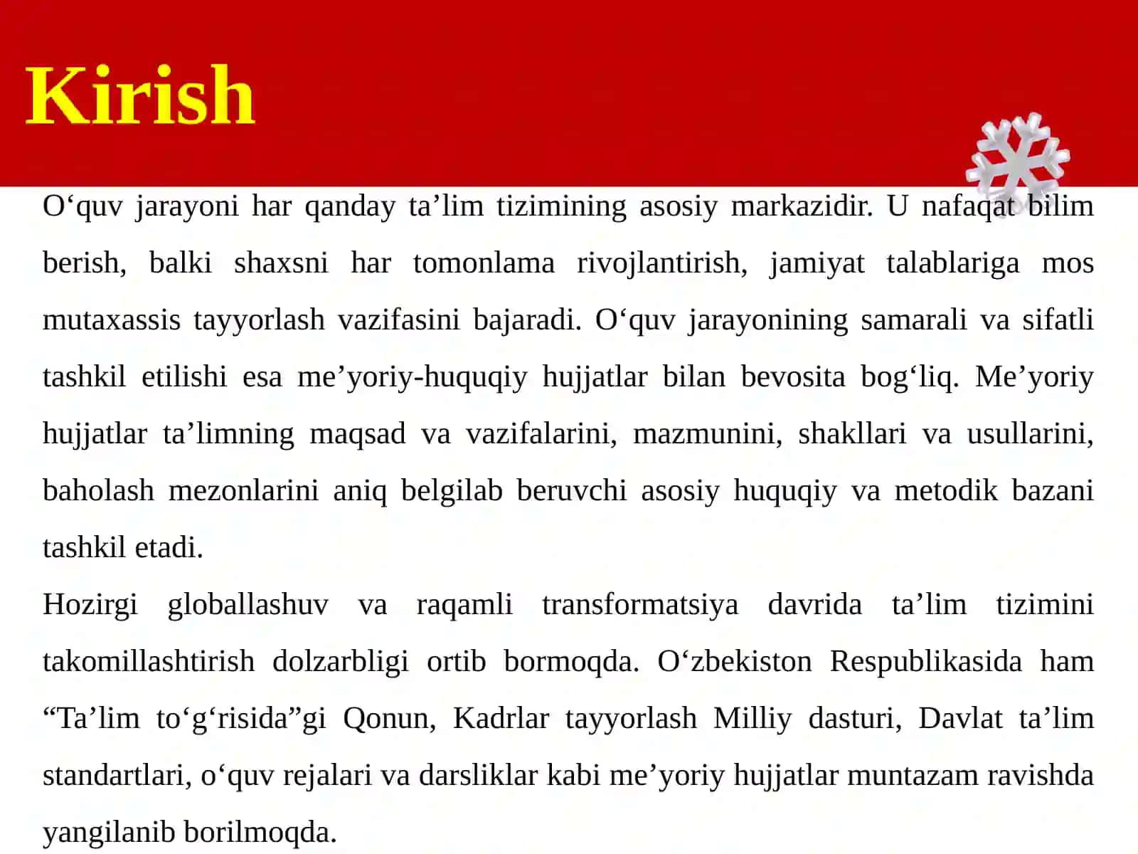 O‘quv jarayonining me’yoriy hujjatlarini o‘rganish va tahlil qilish 3