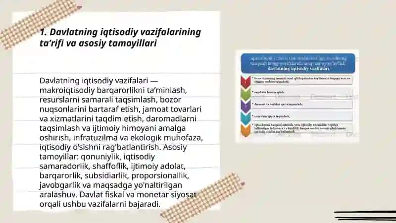 Davlatning iqtisodiy vazifalari.Davlat byudjeti Qurbonova Elmira 3