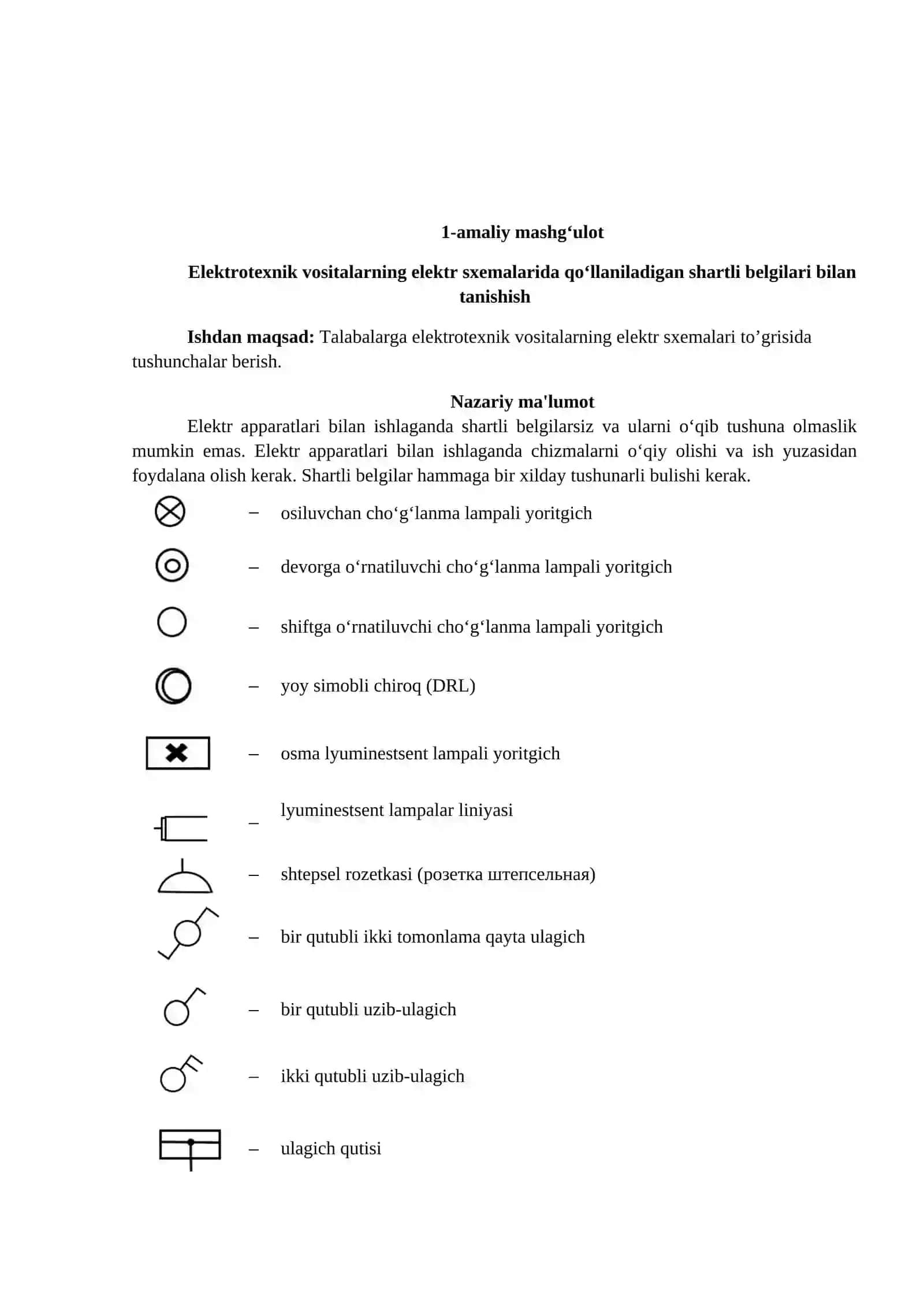 "Elektr apparatlari va avtomatlashtirish vositalari" fanidan amaliy ishlarni bajarish 3