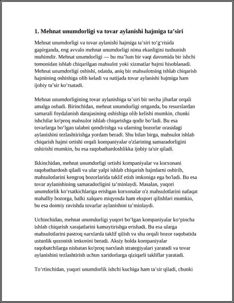 TOVAR AYLANMASI HAJMIGA TASIR ETUVCHI MEHNAT OMILLARI TAHLILI 3