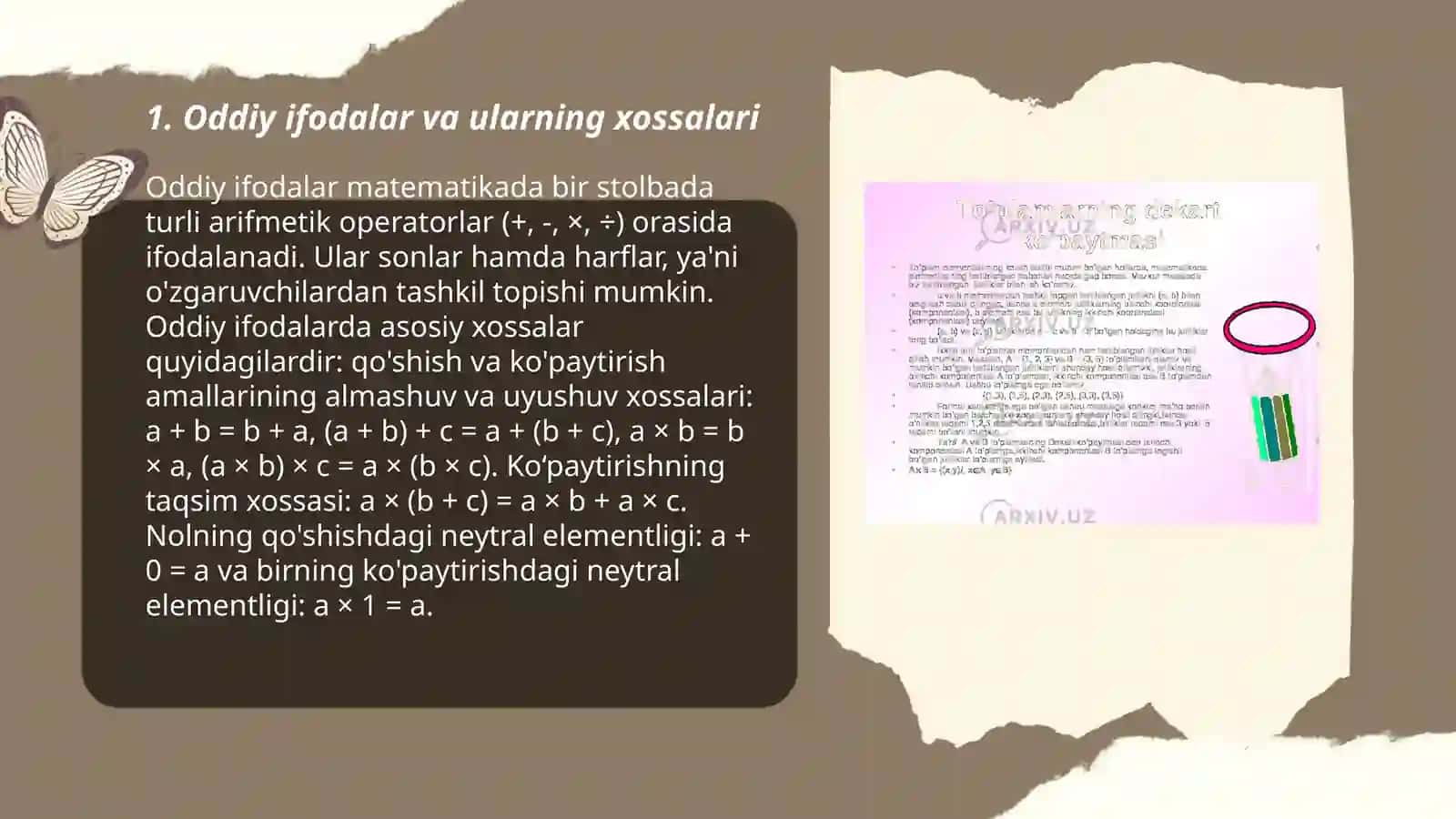 Oddiy ifodalar va ularning xossalari 3