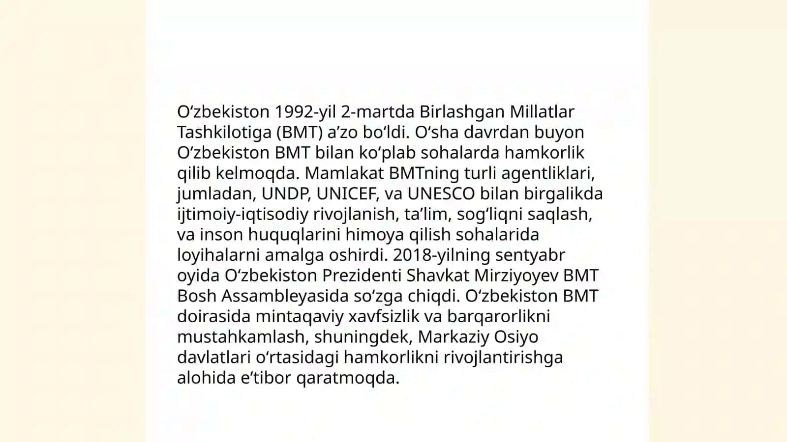 O’zbekistonning xalqoro tashkilotlar bilan hamkor aloqalari 3