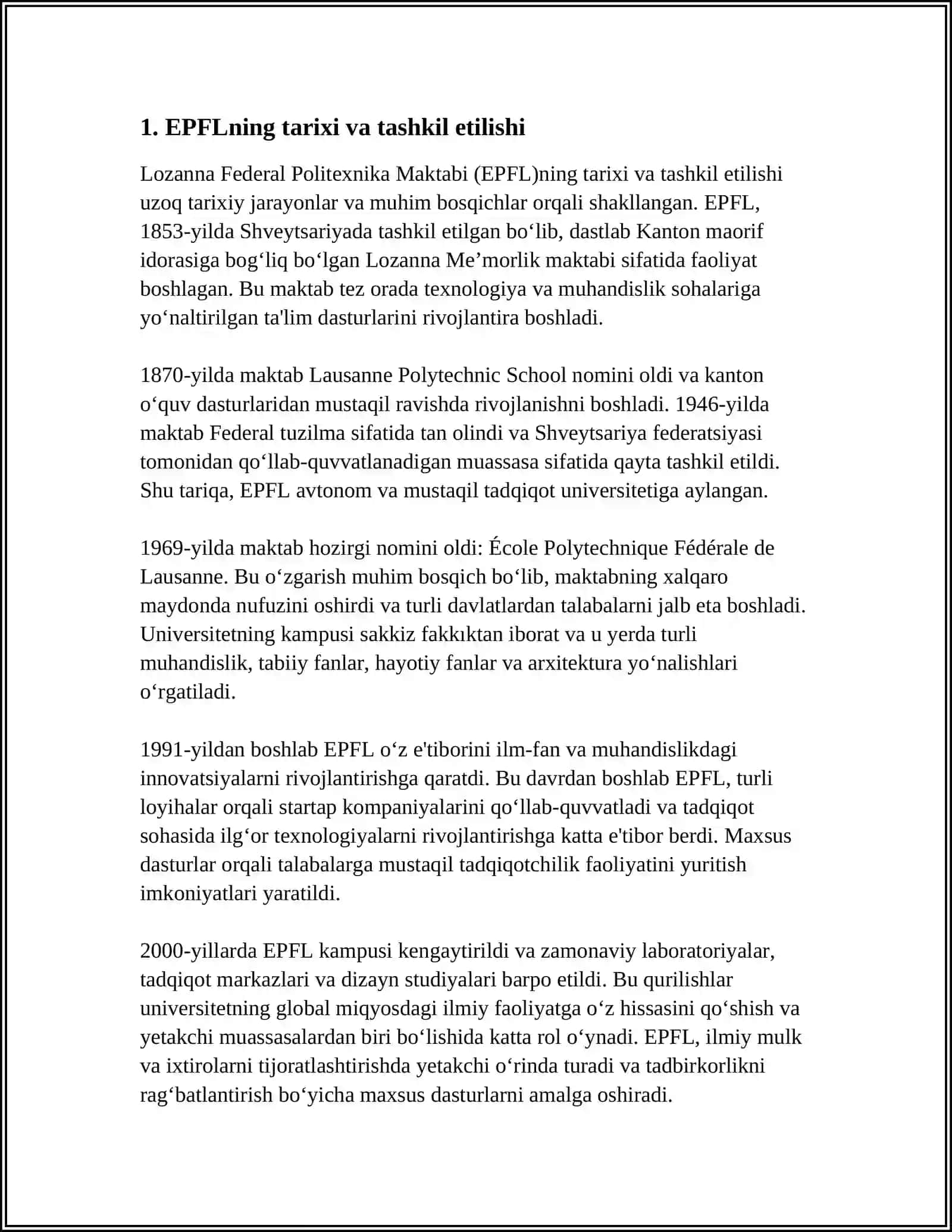 LOZANNA FEDERAL POLITEXNIKA MAKTABI (EPFL, SHVEYTSARIYA) 3