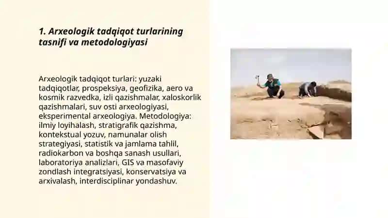 Arxeologik tadqiqot turlari va sanalashtirish muamolari 3