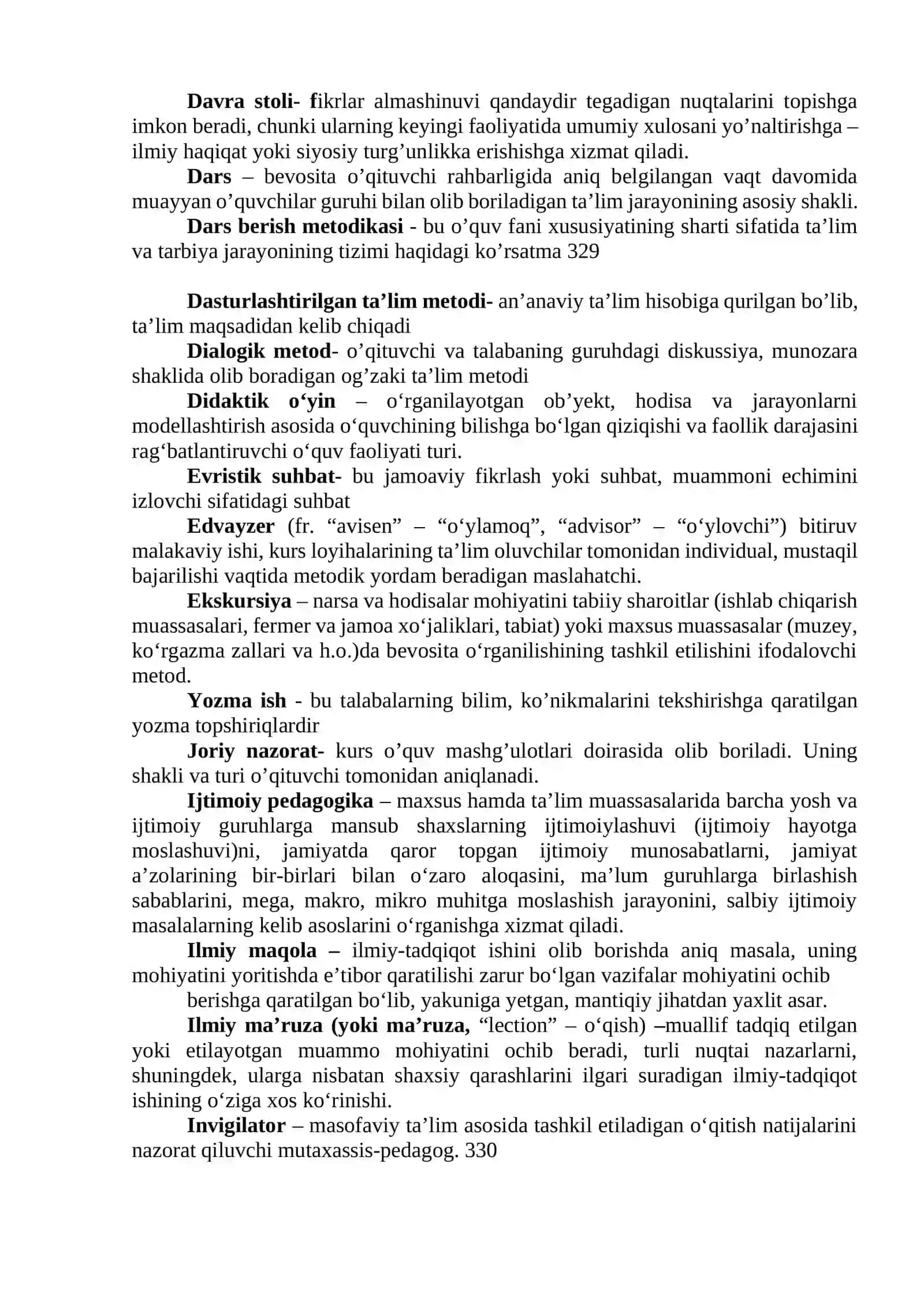 “PEDAGOGIK VA PSIXOLOGIK FANLARNI O‘QITISH METODIKASI”  FANI BO‘YICHA GLOSSARIY (to’liq) 3