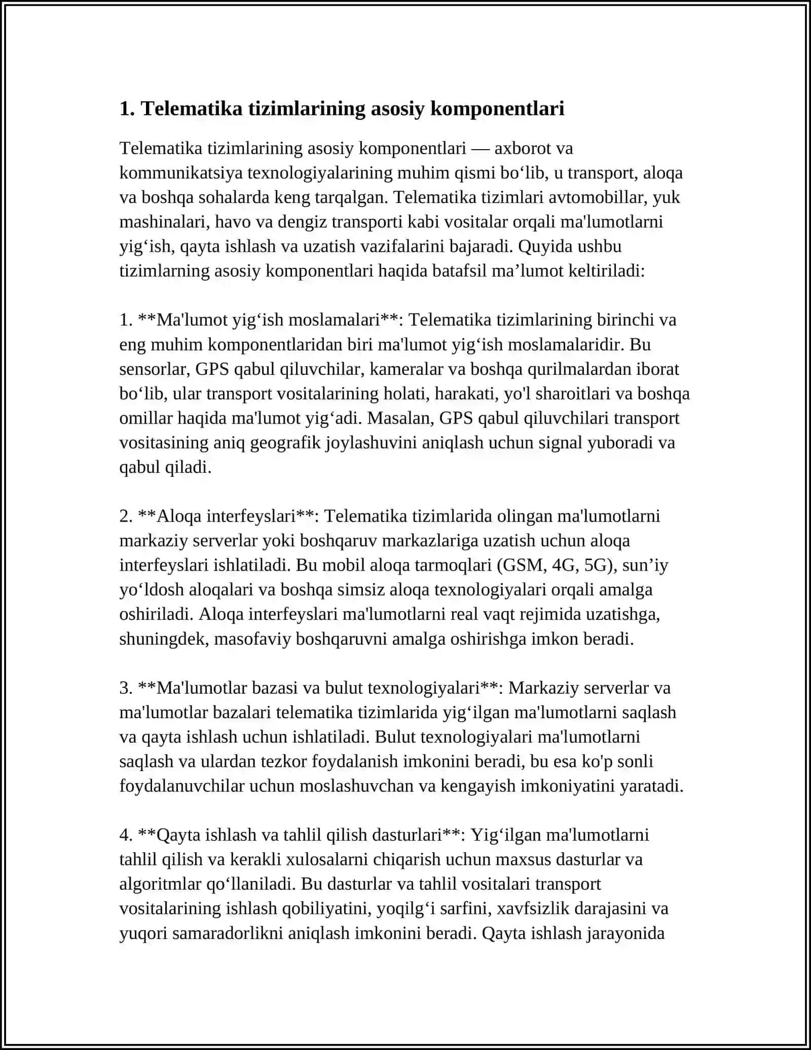 TRANSPORT TELEMATIKASINING FUNKSIONAL ARXITEKTURASI 3