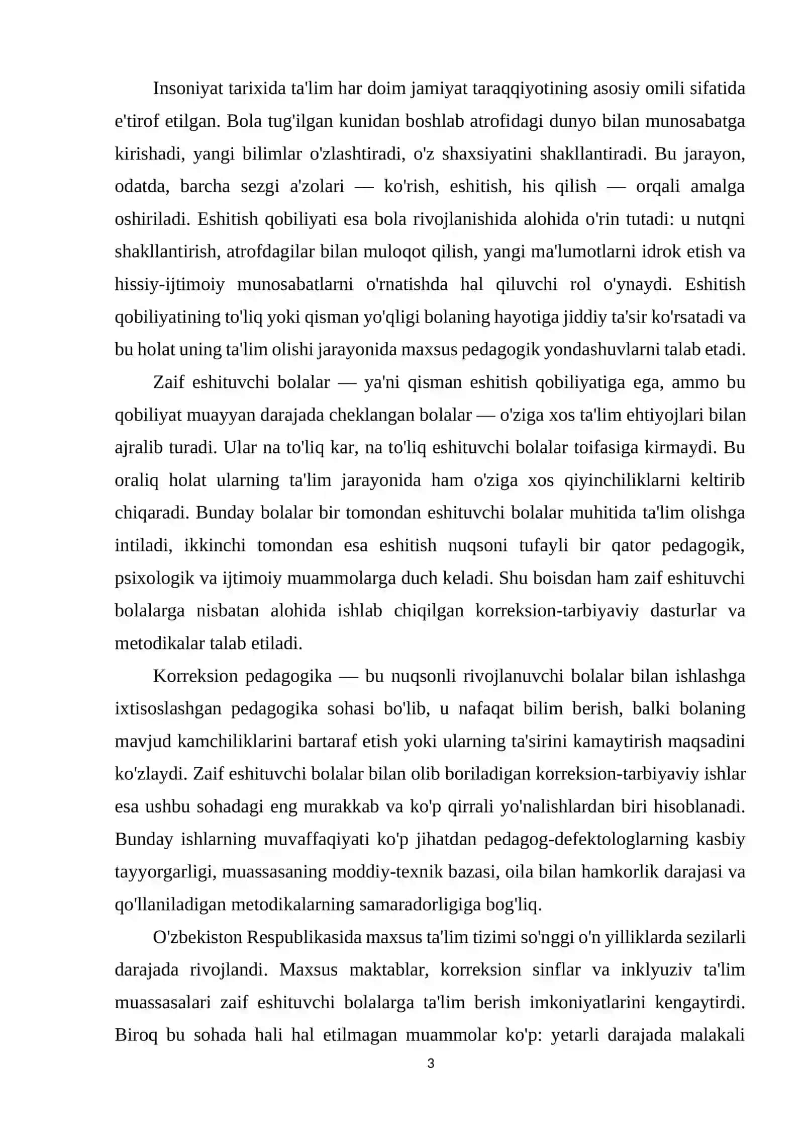 Zaif eshituvchi bolalar ta'lim muassasalarida korreksion-tarbiyaviy ishlar mazmuni — Surdopedagogika BMI (MNPU, ) 3