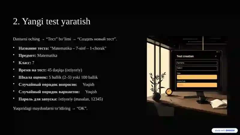 MyTest dasturi yordamida testlar yaratish bo'yicha qo'llanma 3