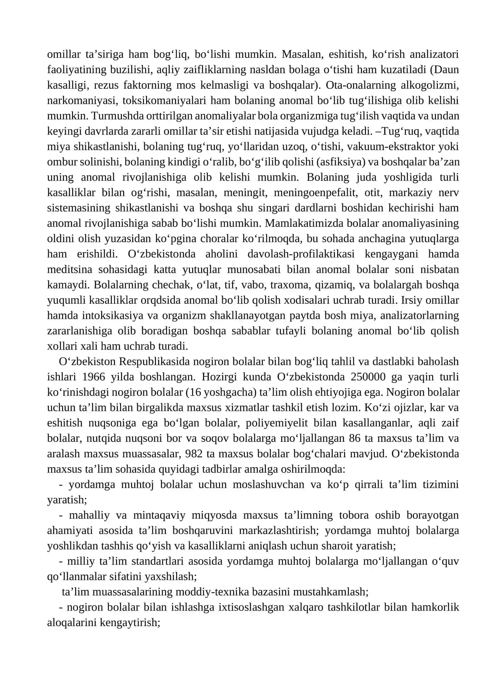 Inklyuziv ta’limga muhtoj anomal bolalar toifalari 3