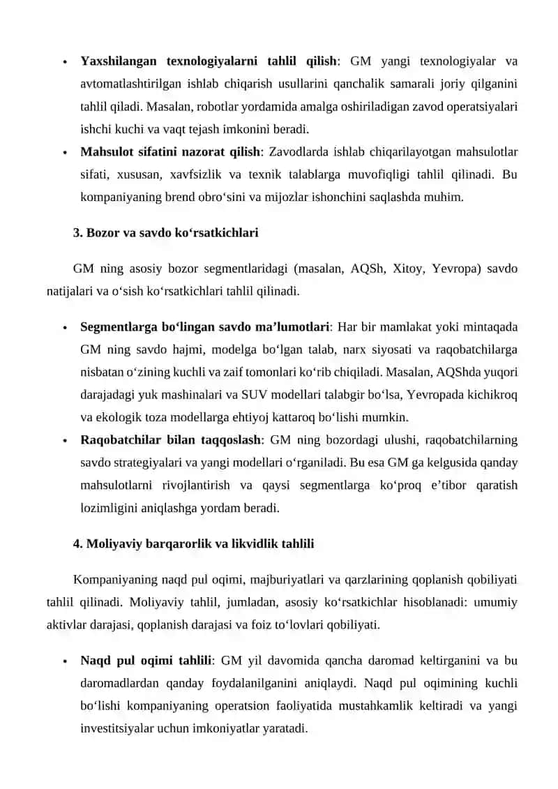 General motors yil yakuniga xo'jalik jarayonlarini tahlil 3