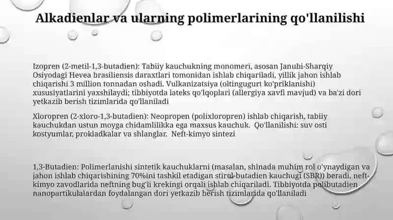 Alkadien Ishlab Chiqarish va Reaktivligi 3