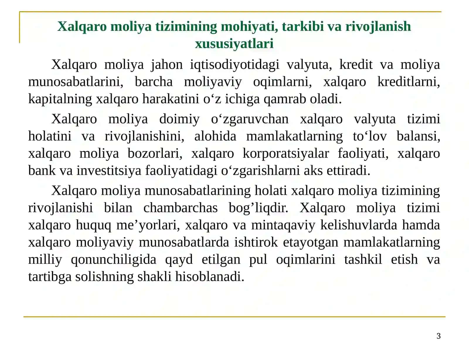 XAlqaro Moliya Tizimi 3