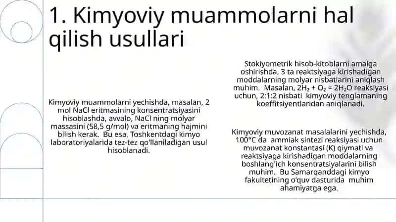 Kimyo fanidan masalalar va ulrning ishlanishi va jovobi bilan 3