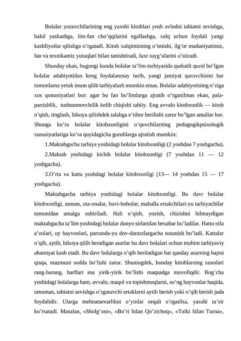 Bolalar adabiyoti fanining maqsad va vazifalari 3