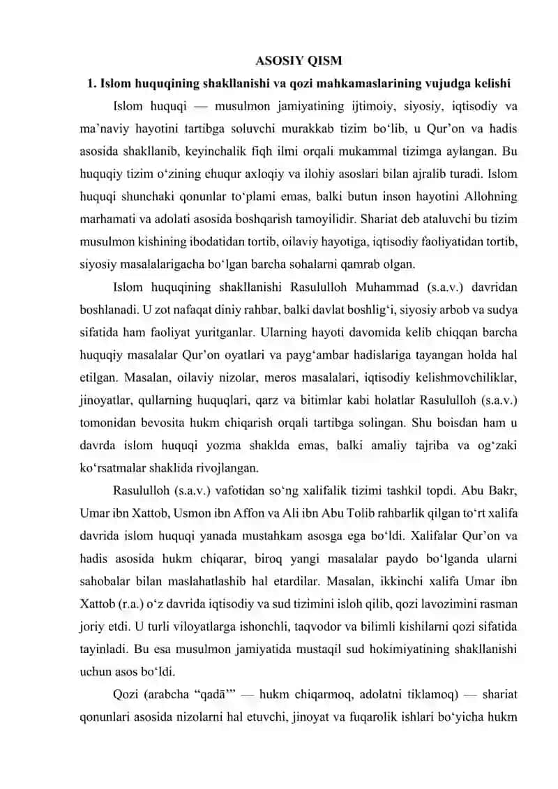Qozi mahkamaslarining islom huquqini ta'minlashdagi oʻrni. Oʻrta asrlarda fiqh ilmining rivojlanishida Movorounnahr faqihlarining oʻrni 3