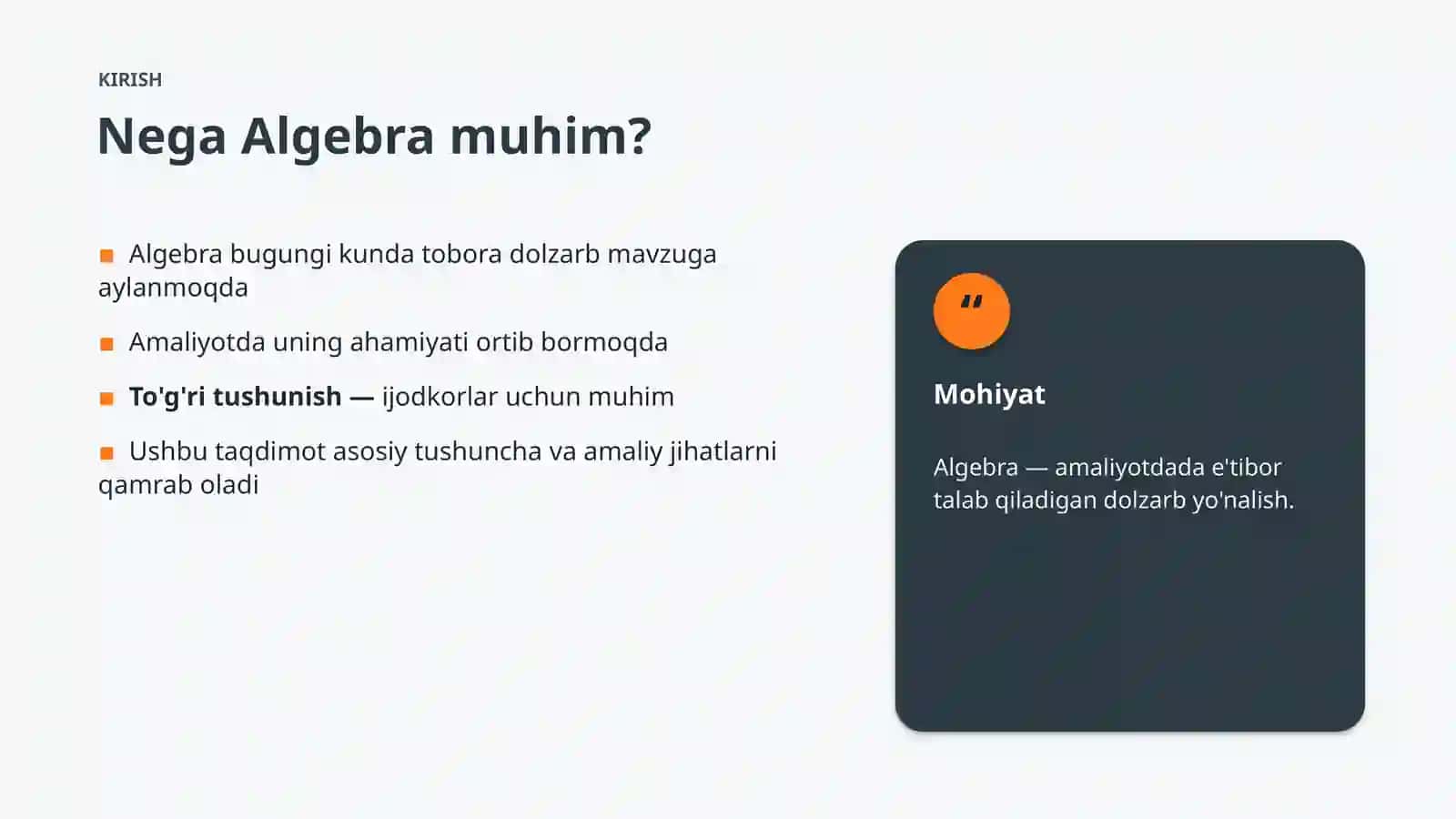 AMALIYOTDA • #245175 Algebra Tamoyillari va qoidalari Ijodkorlar uchun 3