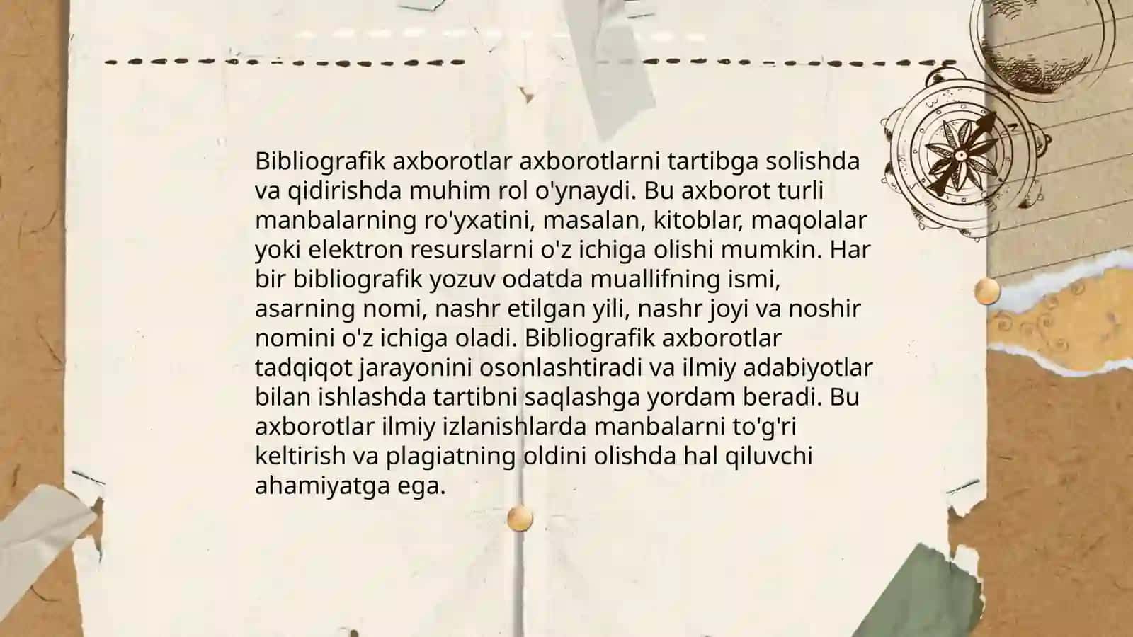 Bibliografik axborotning asosiy shakllari, axborotni yigʻish va uzatish 3