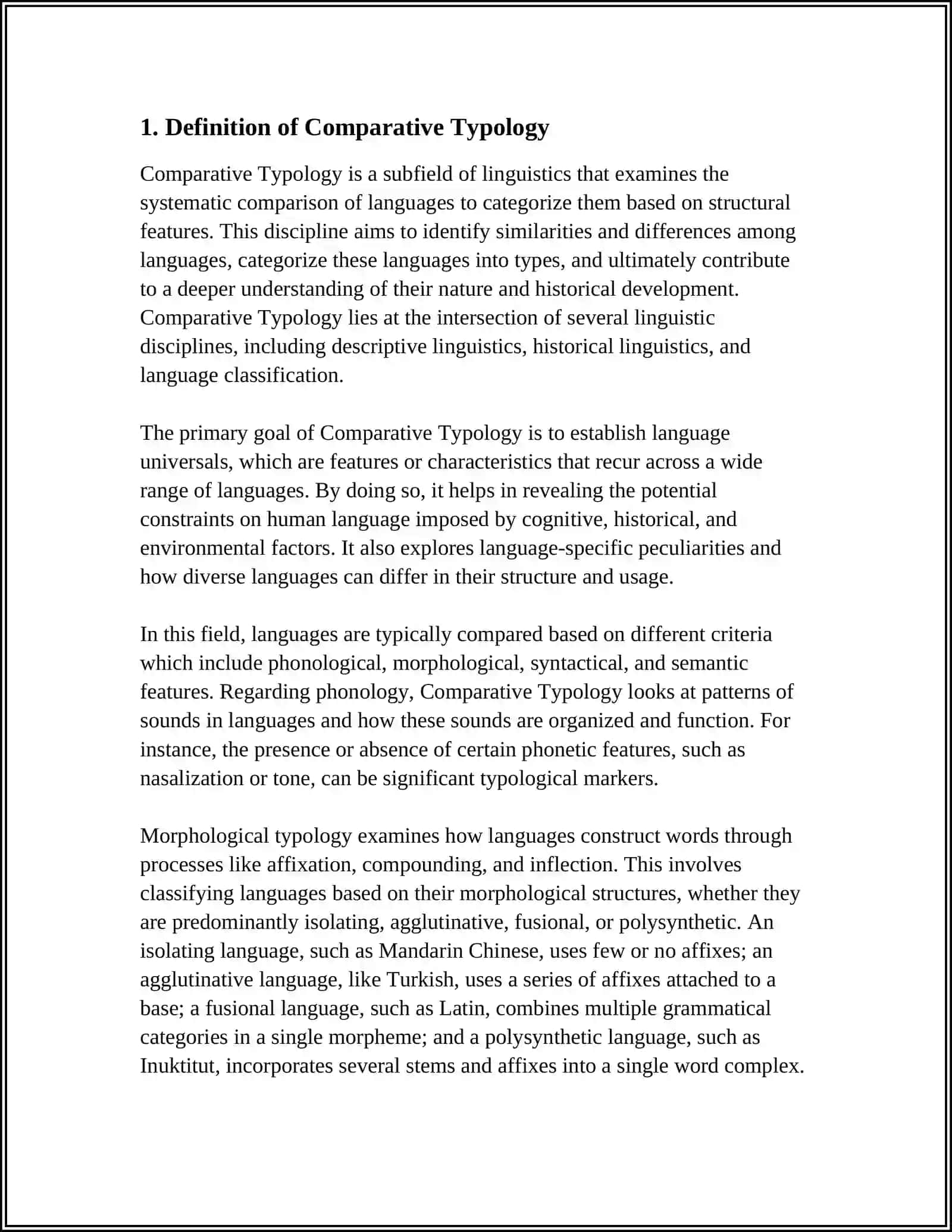 COMPARATIVE TYPOLOGY AS A BRANCH OF LINGUISTICS: SUBJECT MATTER, TASKS, TYPES, AND APPROACHES 3