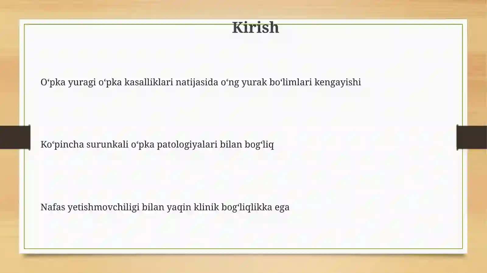 Oʻpka yuragi. Nafas yetishmovchiligi etiologiyasi, klinikasi, tekshirish usullarini oʻrganish, labarator tahlillar 3