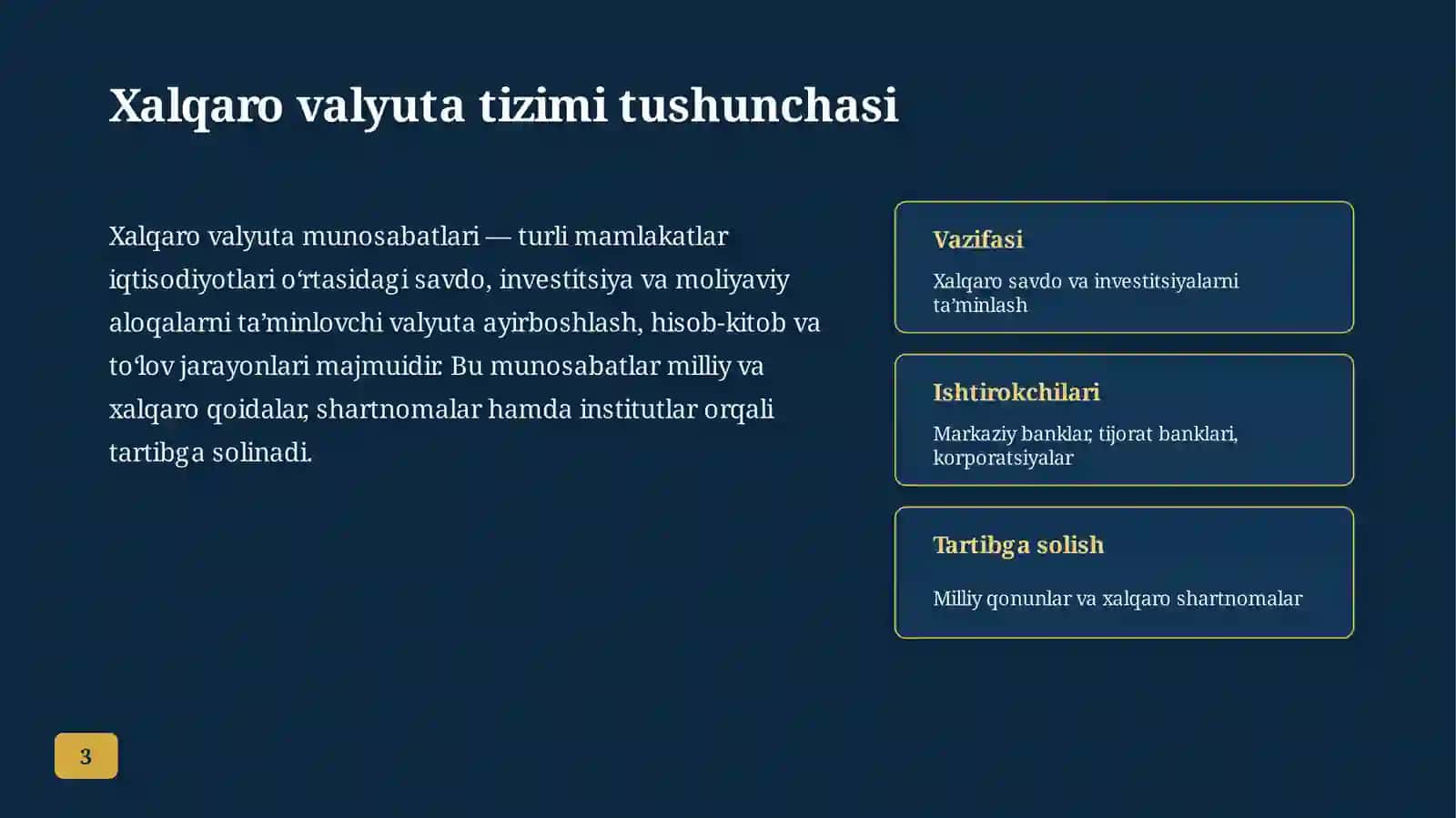 Xalqaro valyuta munosabatlari 3