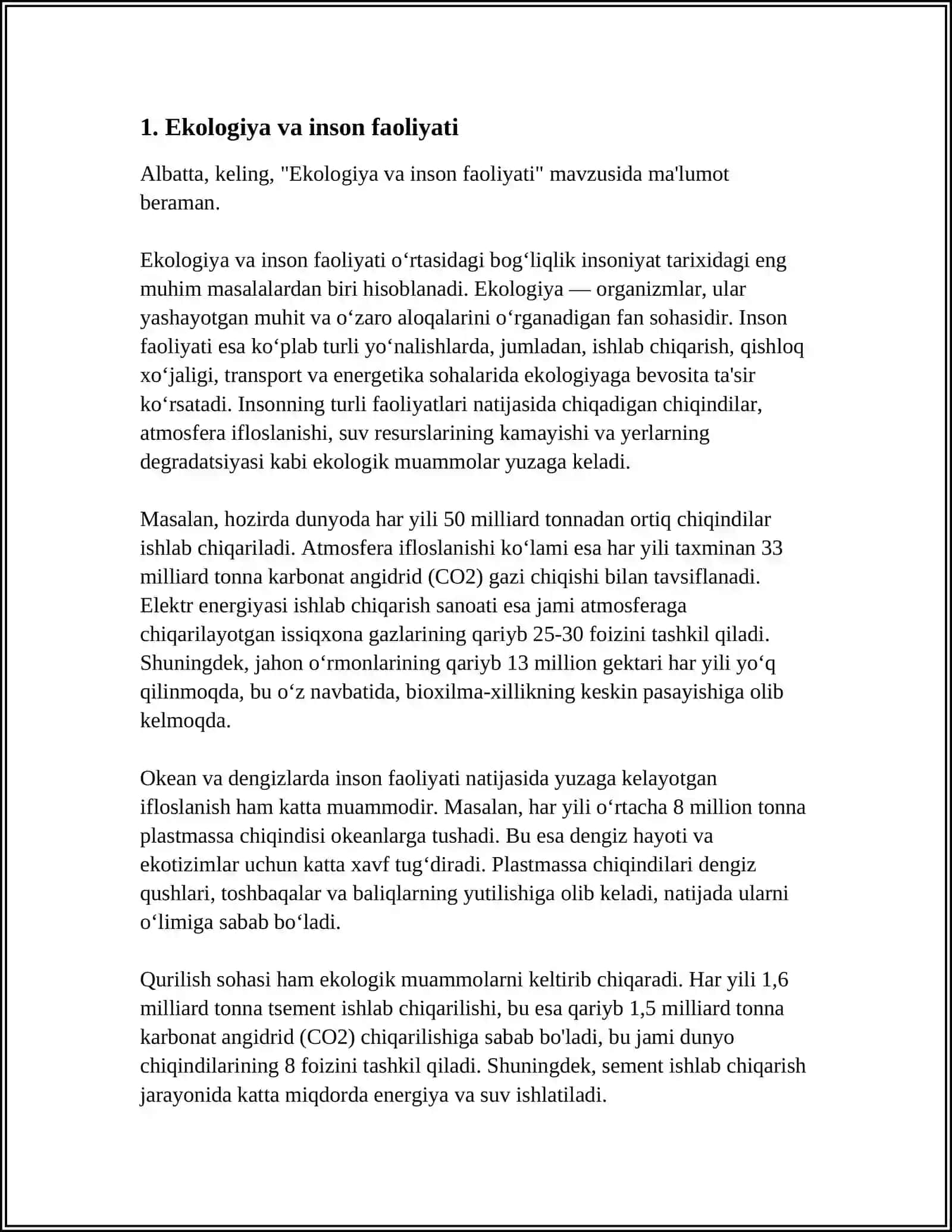 EKOLOGIYA.ODAM - EKOLOGIK OMIL.BIOSFERA VA UNING MUAMOLLARI 3