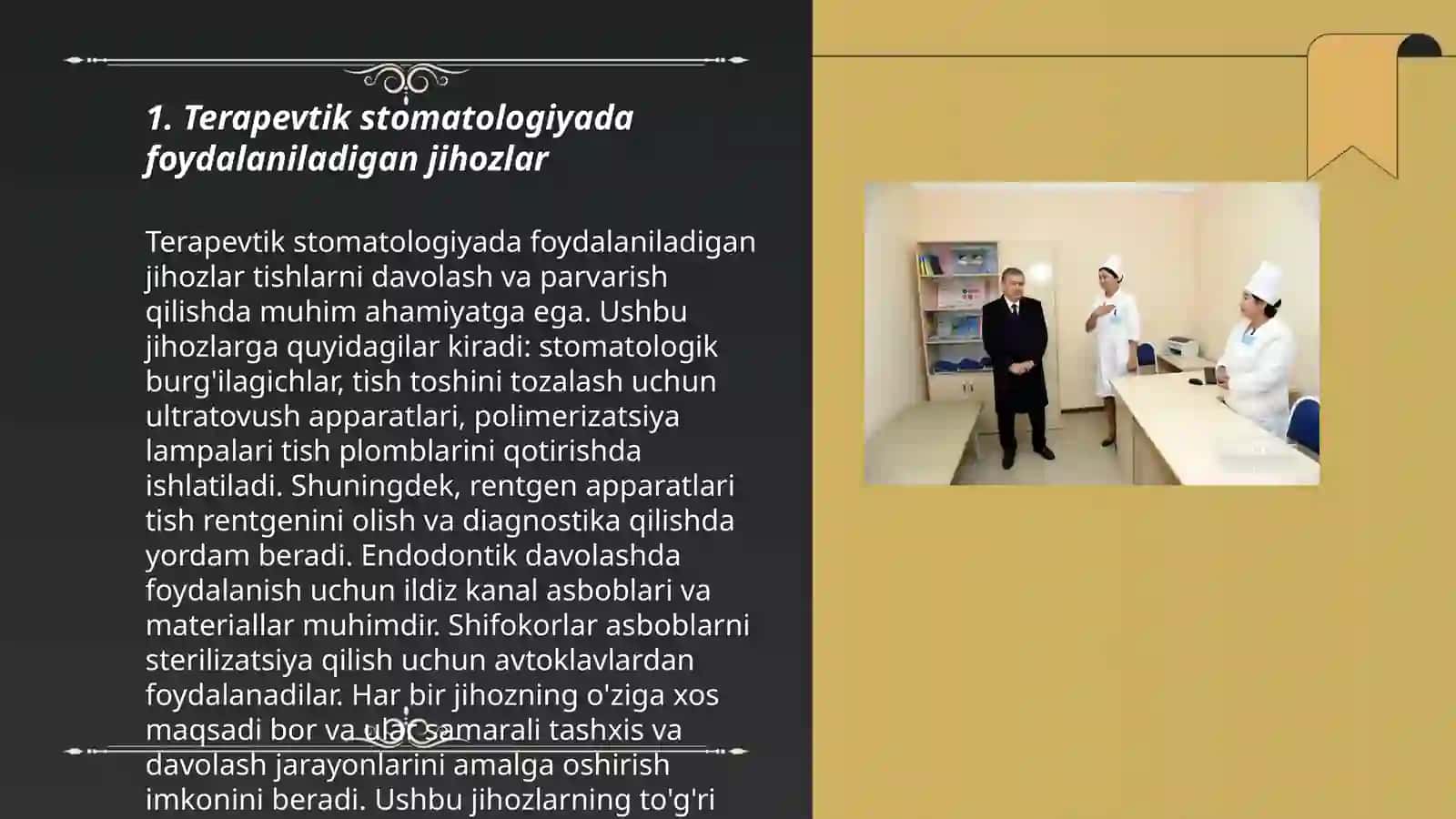 Stomotologik bo'lim, xona uni jihozlanishi 3