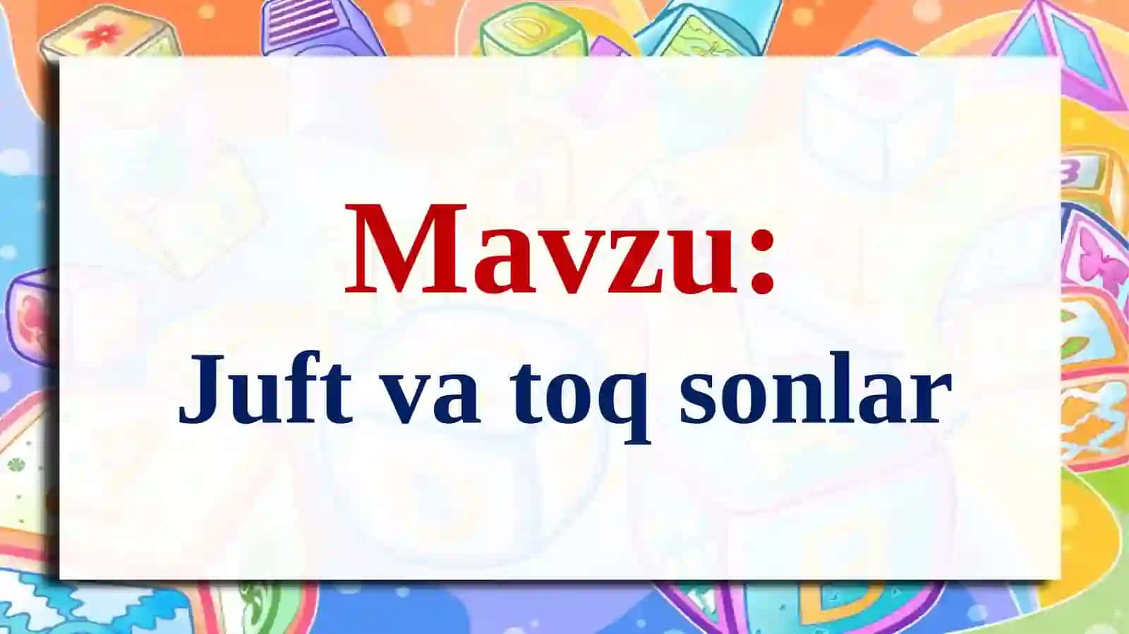 1-SINF Matematika fanlar ichra shoh 3