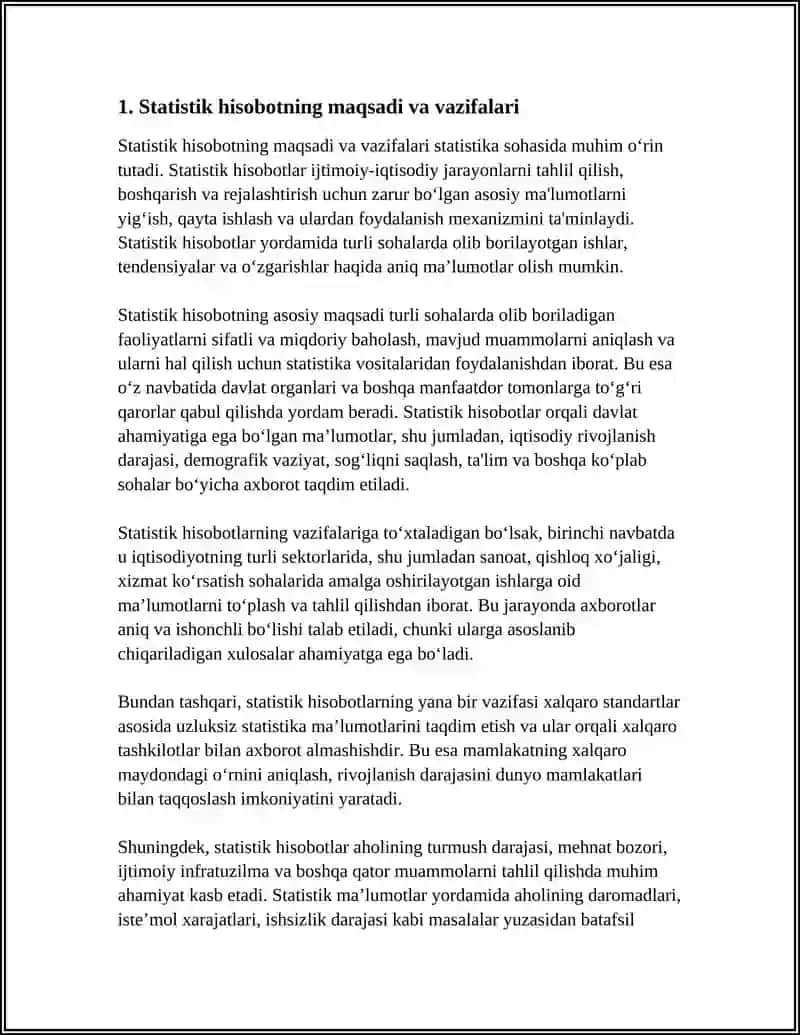 STATISTIK HISOBOT, REGISTR VA MAXSUS TASHKIL ETILADIGAN STATISTIK KUZATISHLAR 3