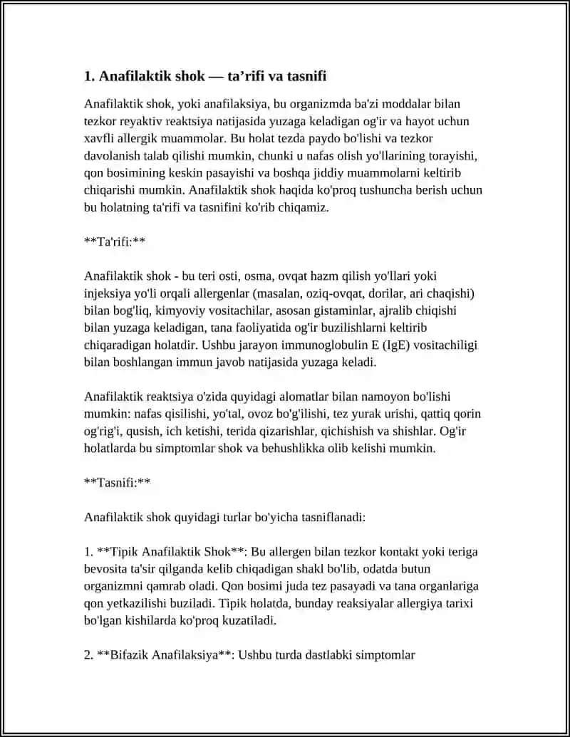 ANAFILAKTIK SHOK VA UNI DAVOLASH 3
