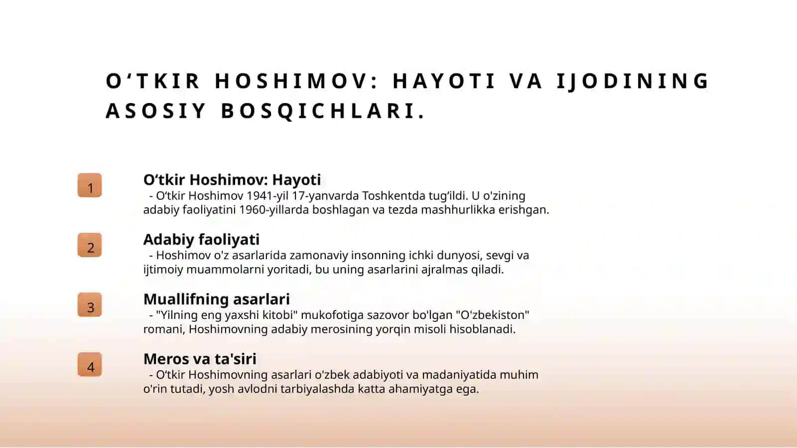 Epik asarlarni oʻqitishda didaktik oʻyinlardan foydalanish(Oʻtkir Hoshimov hayoti va ijodi misolida) 3
