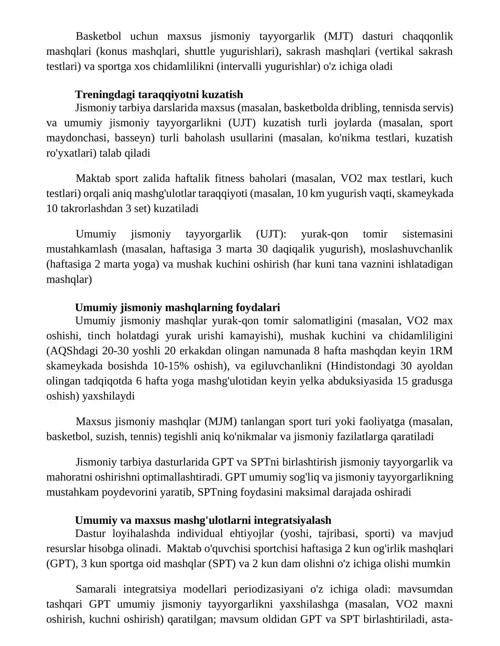 Umumiy va maxsus jismoniy tayyorgarlik jismoniy bilimlar tushunchasi 3