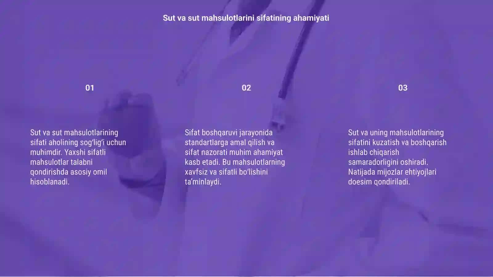 Sut va sut mahsulotlarini sifatini boshqarish 3