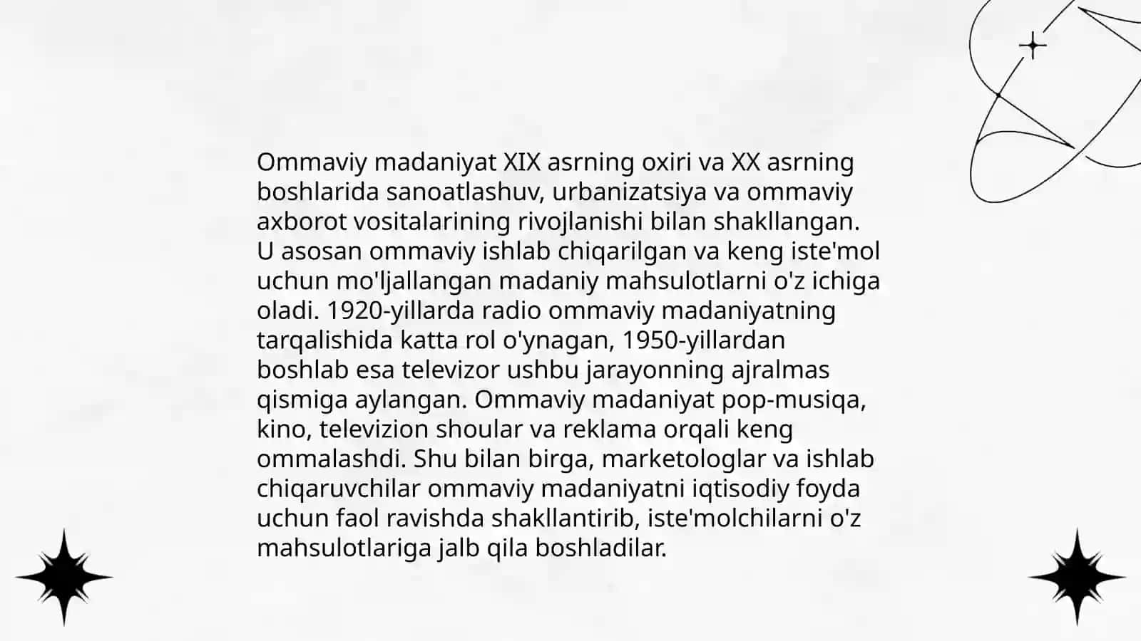 Ommaviy madaniyatning shakllanish tarixi va uning turlari 3