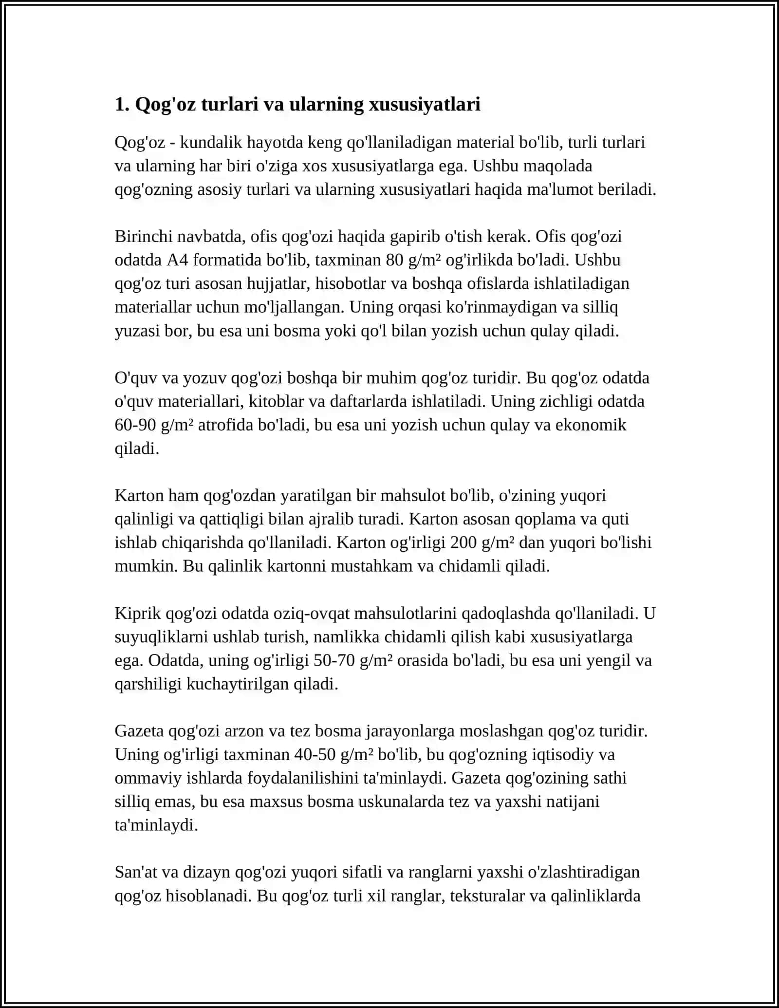 QOG‘OZ VA KARTON BILAN ISHLASH UCHUN MATERIALLAR VA VOSITALAR HAQIDA 3