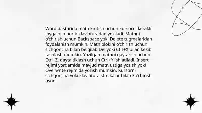 Word dasturida matnlar bilan ishlash 3