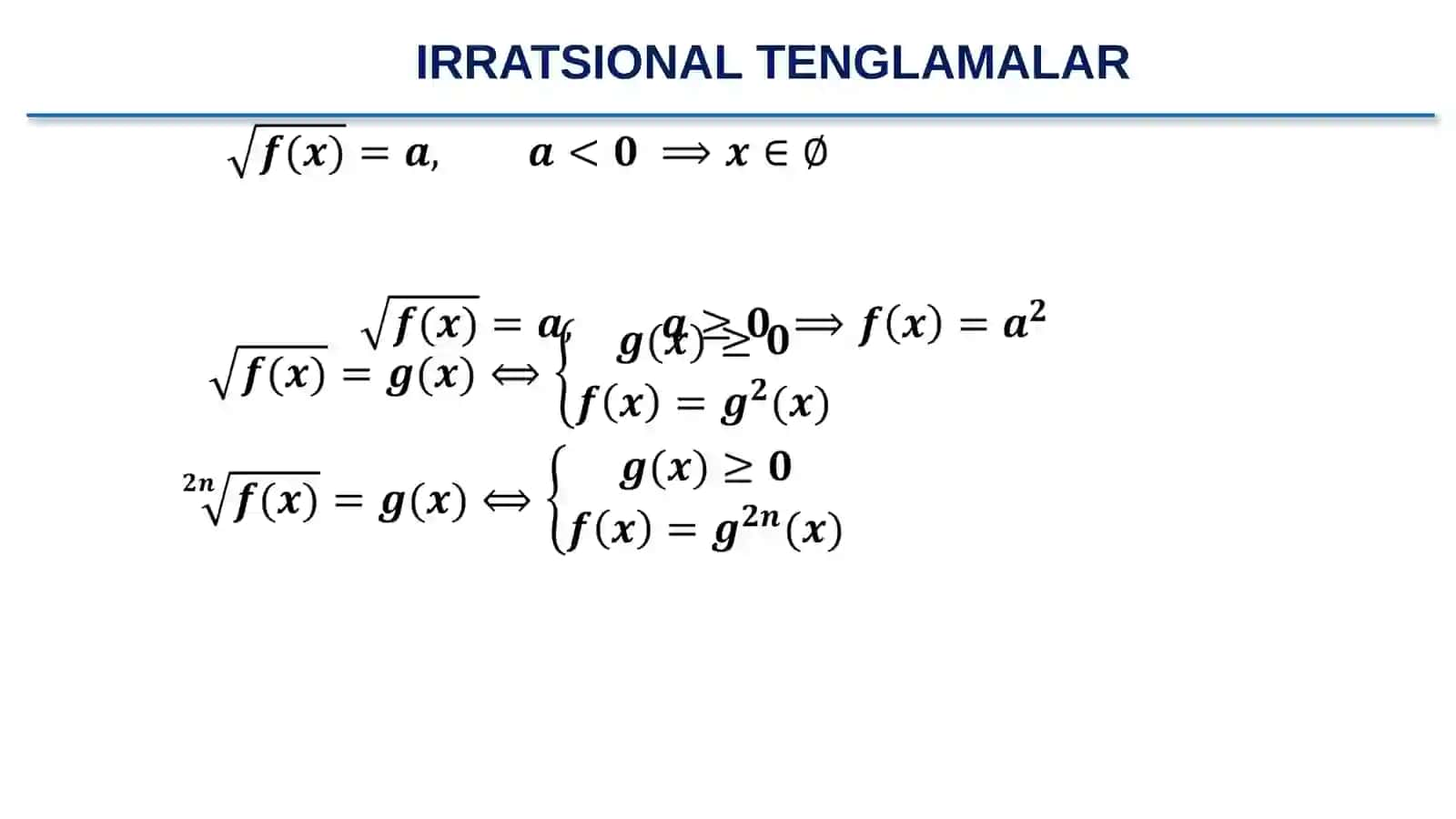 Irratsional tenglama va tengsizliklar 3