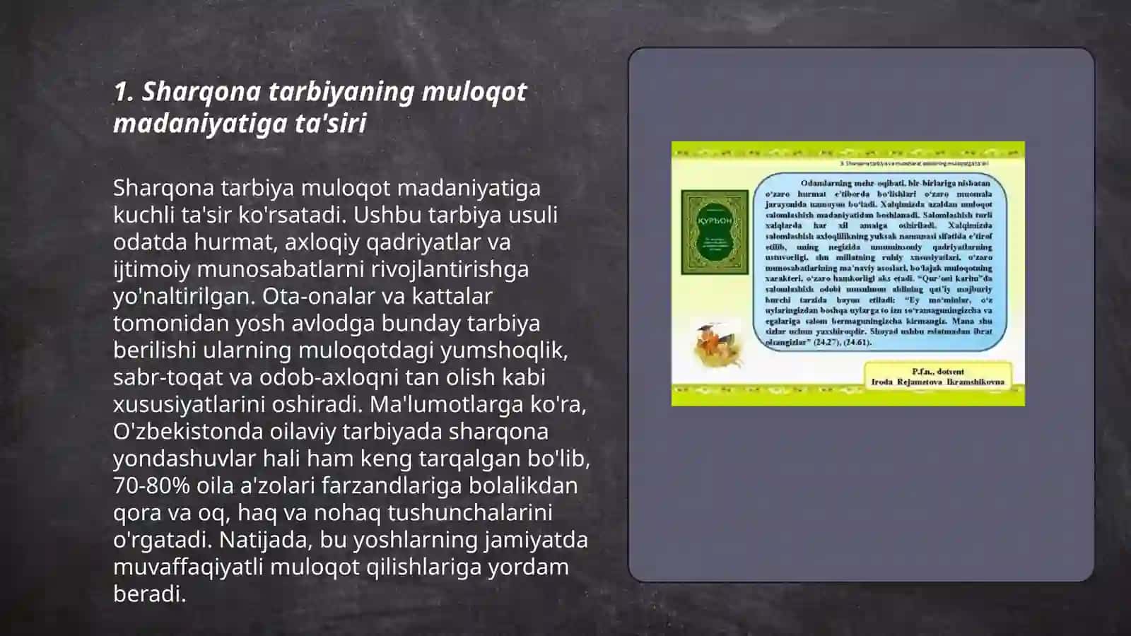 Sharqona tarbiya va muosharat odobining muloqotga tasiri. Óqituvchining nutq madaniyati va notiqlik sanati 3