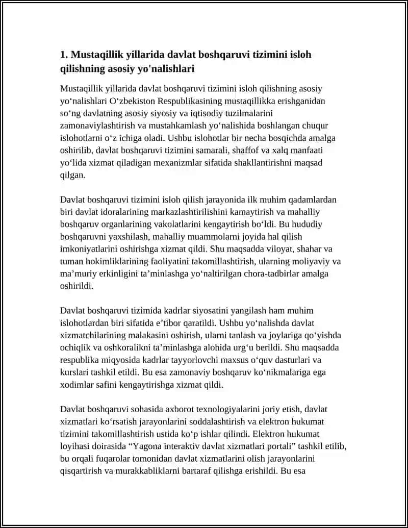 MUSTAQILLIK YILLARIDA DAVLAT BOSHQARUVI TIZIMIDA AMALGA OSHIRILAYOTGAN ISLOHOTLAR 3