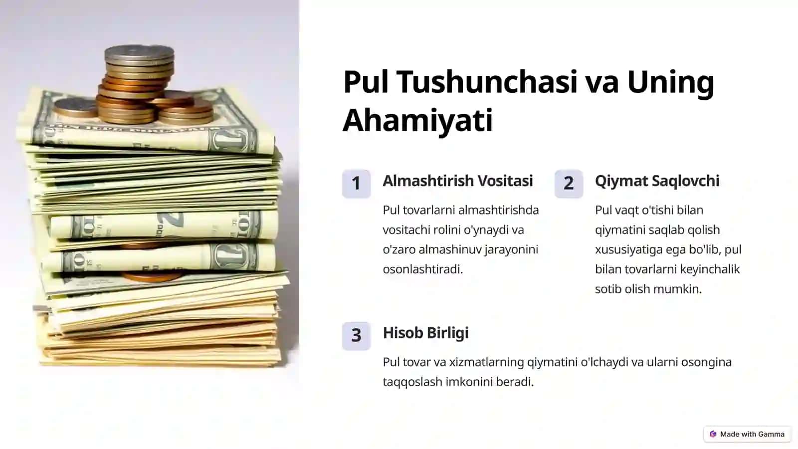 Tovar va Pul: Iqtisodiyotning Asosiy Tushunchalari 3