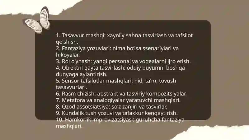 Ijodiy qobiliyatini oʻstirish usullari 3