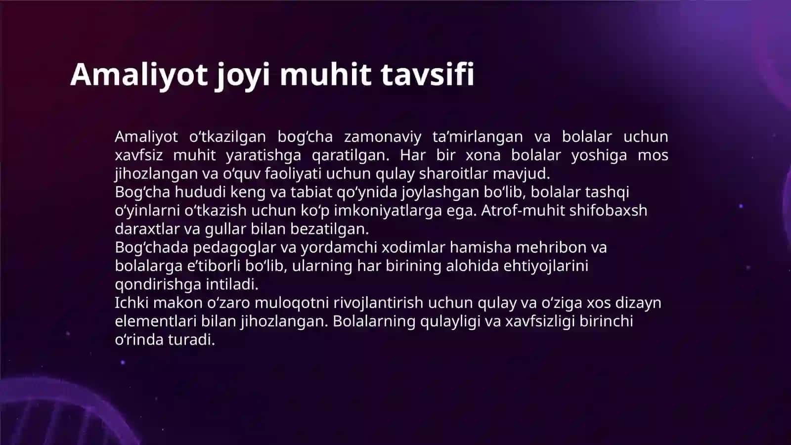 BOG‘CHADA MALAKAVIY AMALIYOT HISOBOTI 3